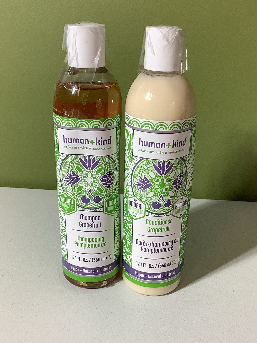 Human+kind grapefruit shampoo and conditioner, 12. Fl oz each